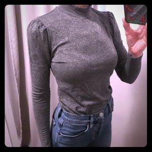 J. Crew | Factory Silver Puff Shoulder Mockneck